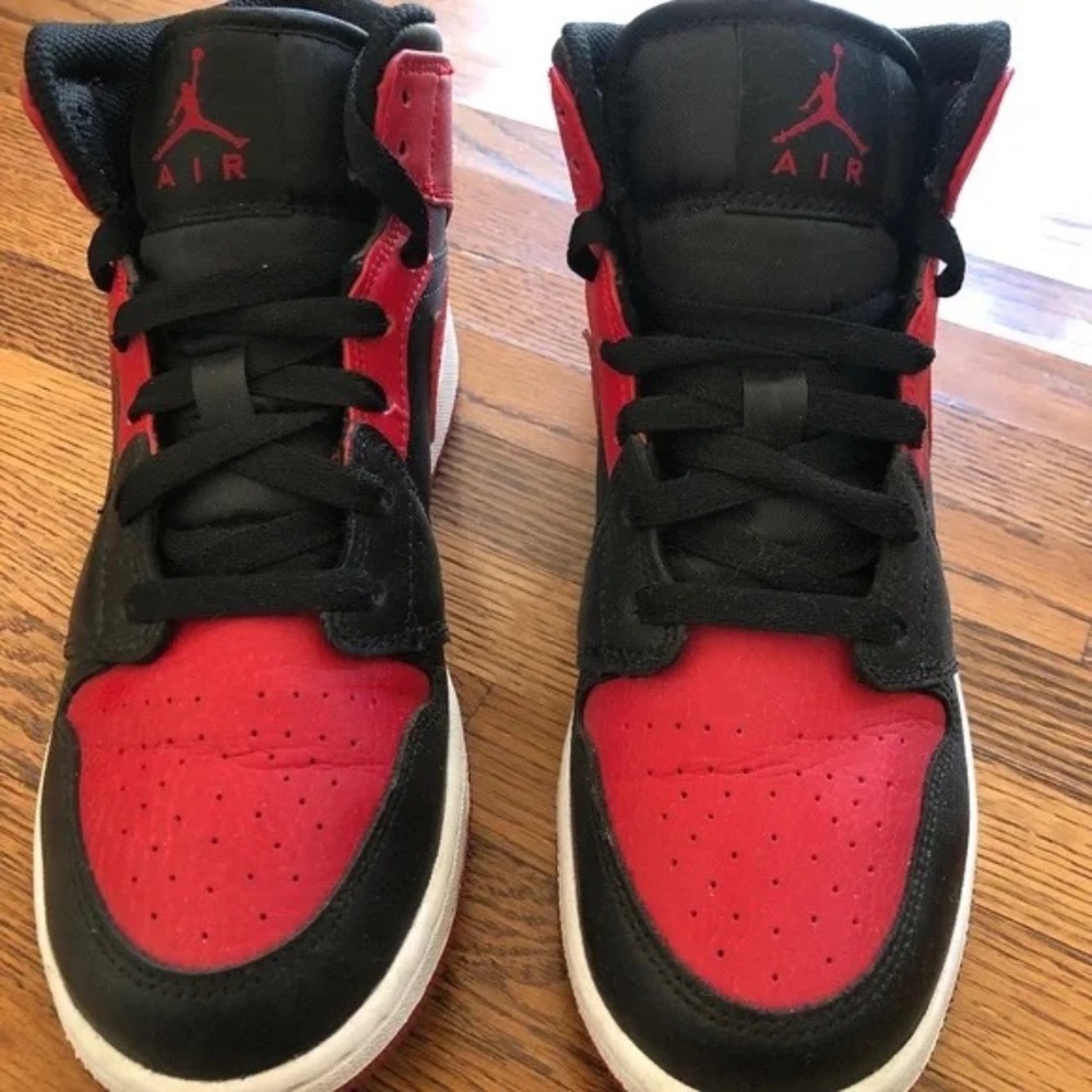 Kids Nike Air Jordan 1 Mid Banned (2020) (GS) – Red & Black – Size 6Y